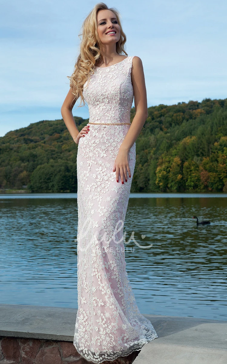 Lace Sleeveless Maxi Prom Dress with Appliques