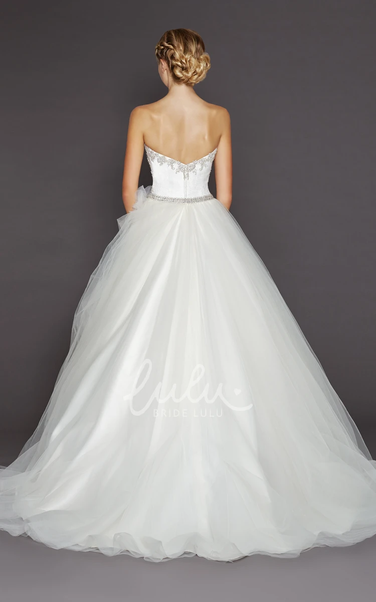 Tulle Flower Ball Gown Wedding Dress Sweetheart Style