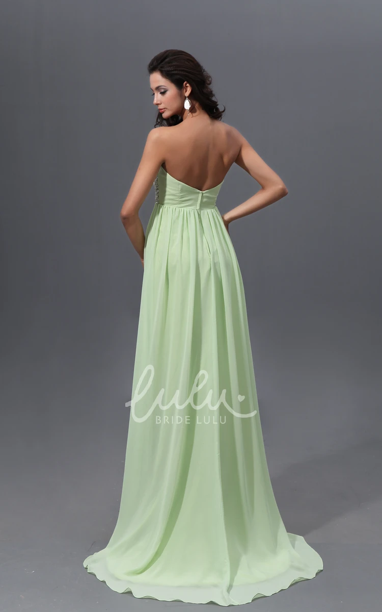 Sleeveless A-Line Prom Gown with Sequined Bodice Classy Sweetheart Empire