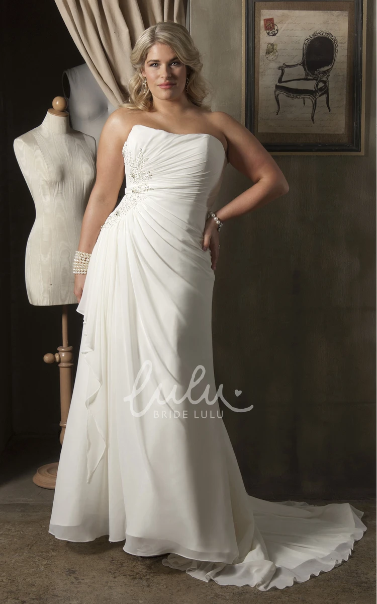 Applique Chiffon Dress with Brush Train Unique and Classy Wedding Dress