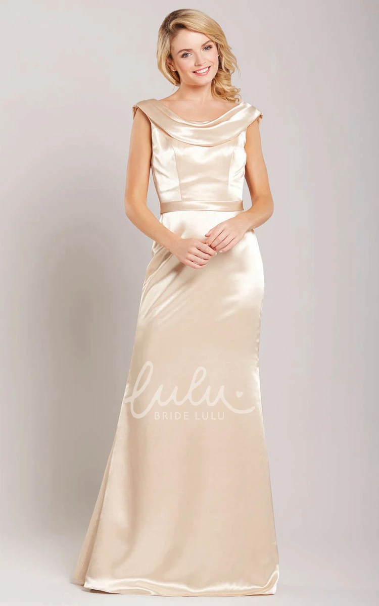 Satin Cowl Neck Bridesmaid Dress with Low-V Back Classy Bridesmaid Dress