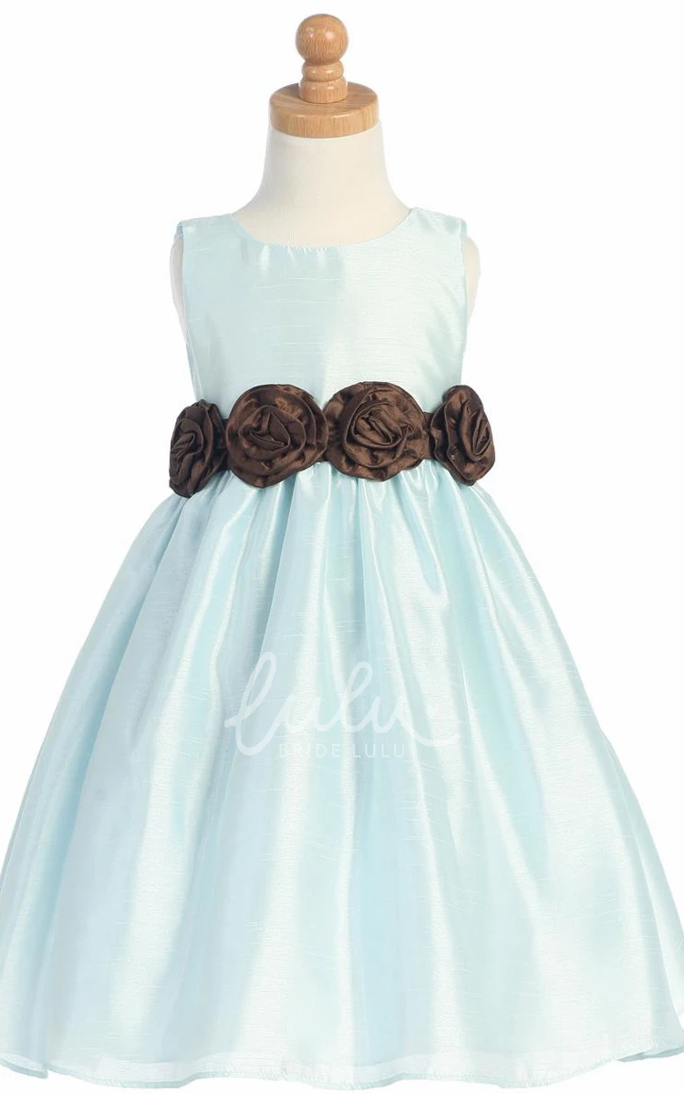 Tiered Organza Flower Girl Dress Tea-Length Flowy Women