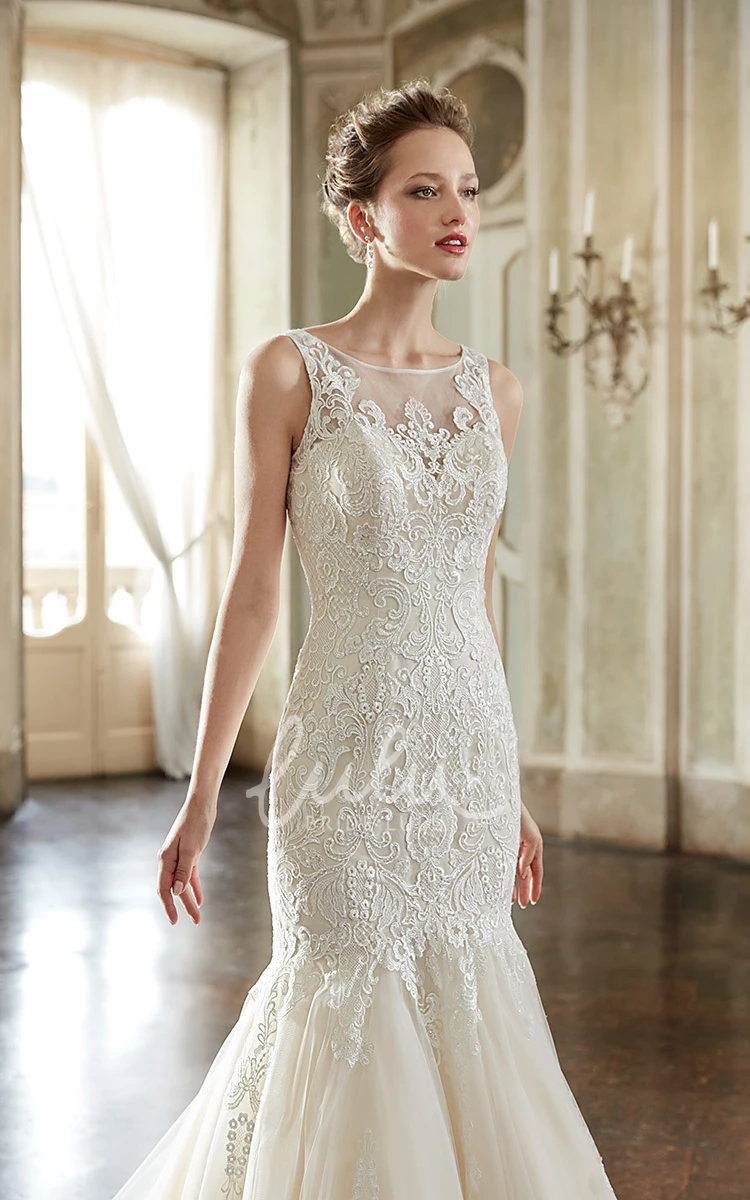 Sleeveless Lace Mermaid Wedding Dress with Appliques