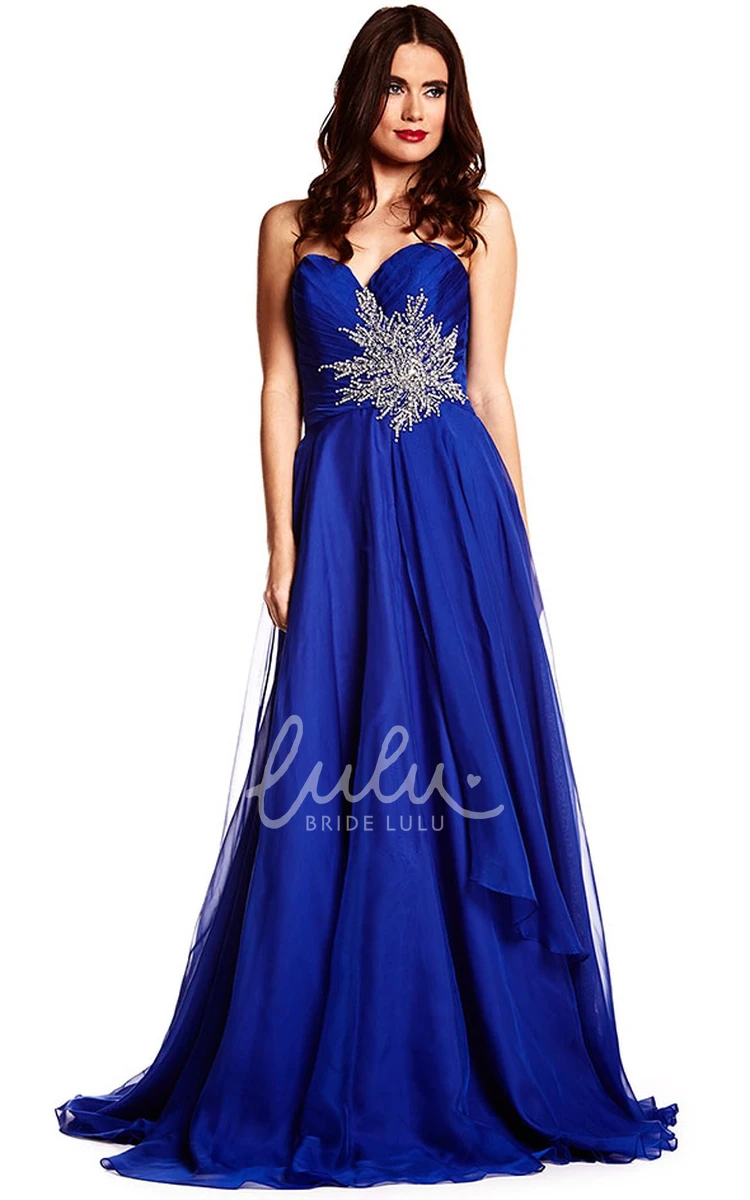 Sleeveless Chiffon Prom Dress with Sweetheart Neckline and Criss-Cross Back