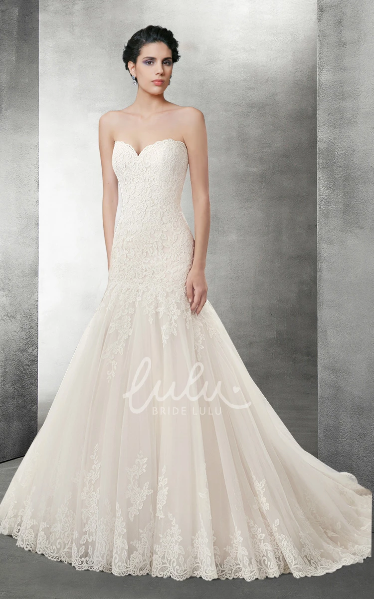 Lace Mermaid Wedding Dress with Sweetheart Neckline and Lace-Up Back