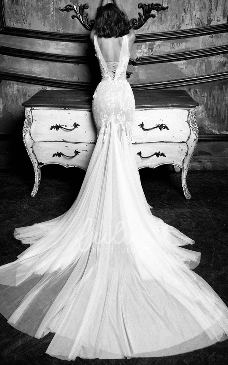 Illusion Tulle Wedding Dress with Cap Sleeves and Court Train