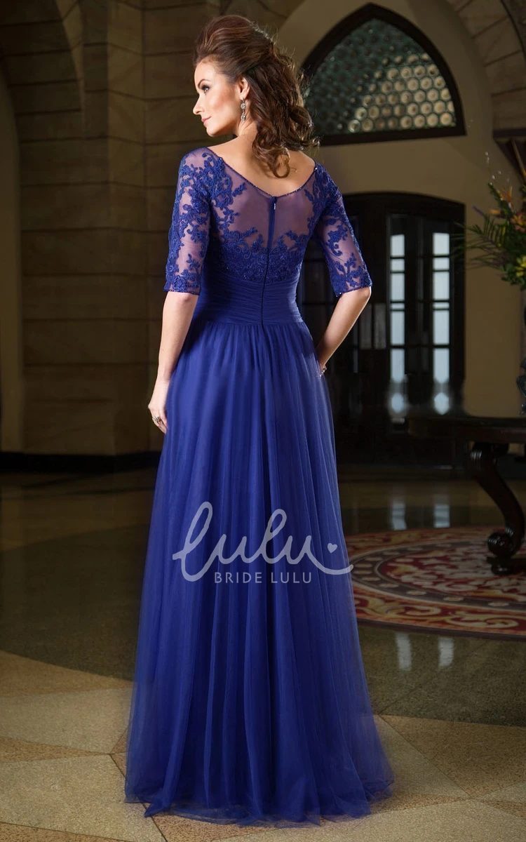 A-Line Gown with Appliques and Pleats Unique Formal Dress