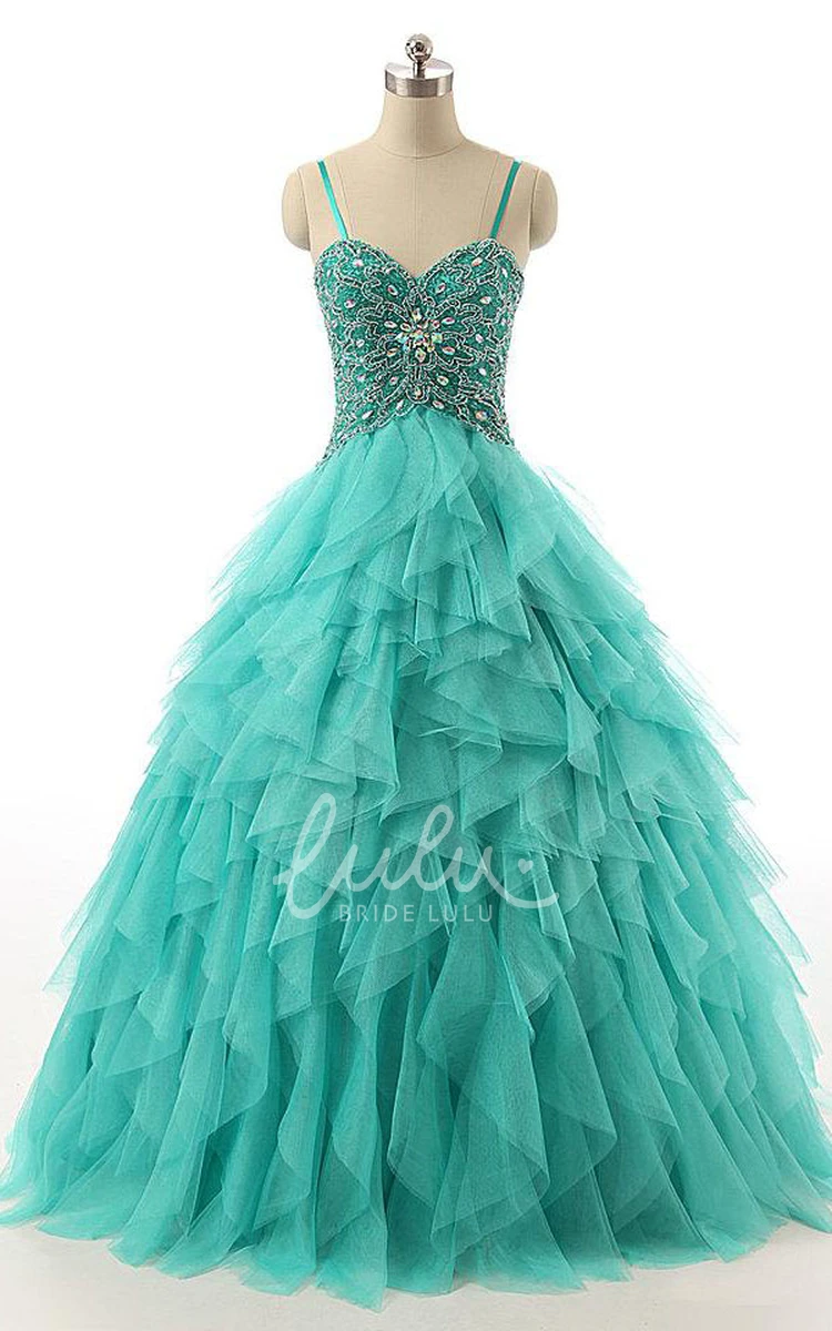 Sweetheart Tulle and Lace Ball Gown Formal Dress with Beading and Corset Back