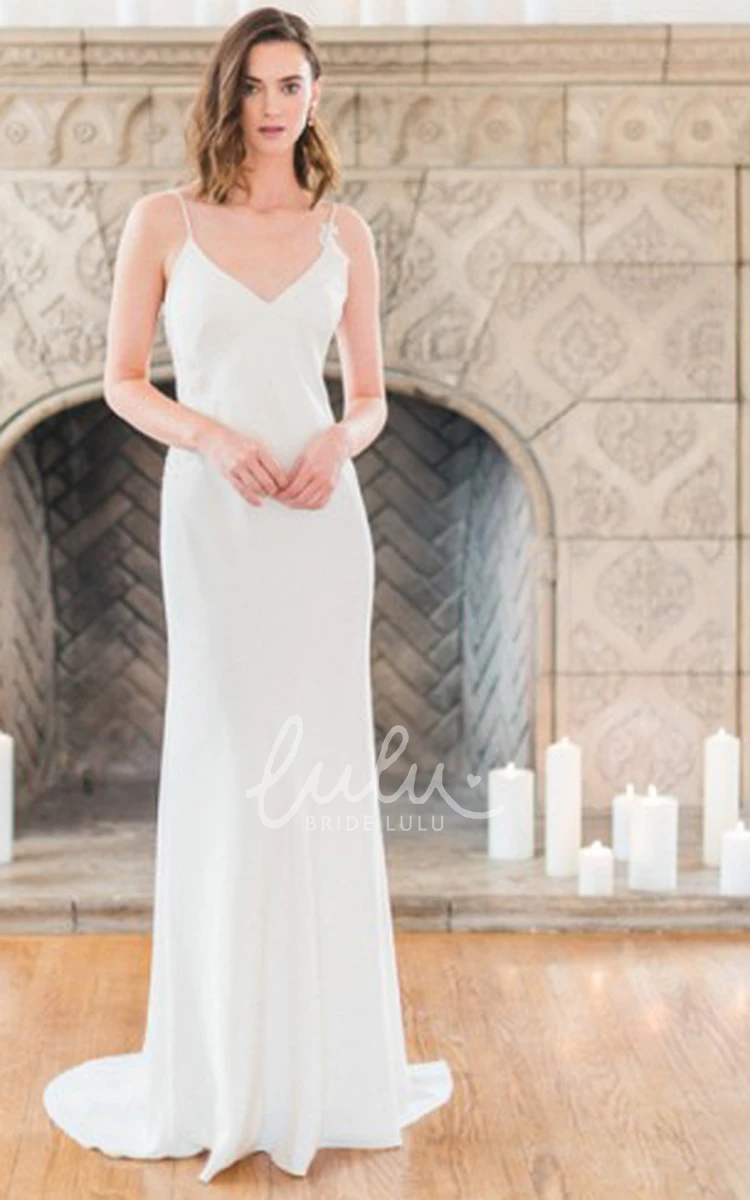 Spaghetti Strap Sheath Wedding Dress with Floor-Length