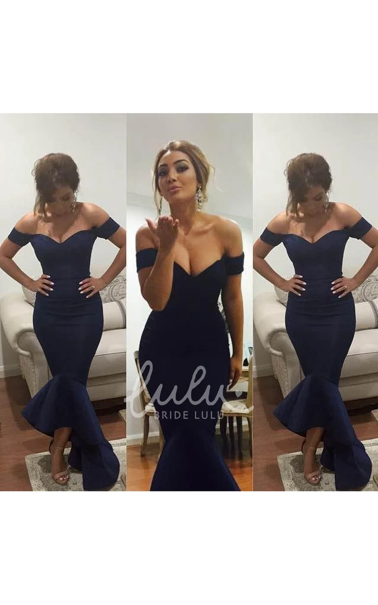 Mermaid Prom Dress with Ruffles Sexy Off-the-shoulder Hi-Lo