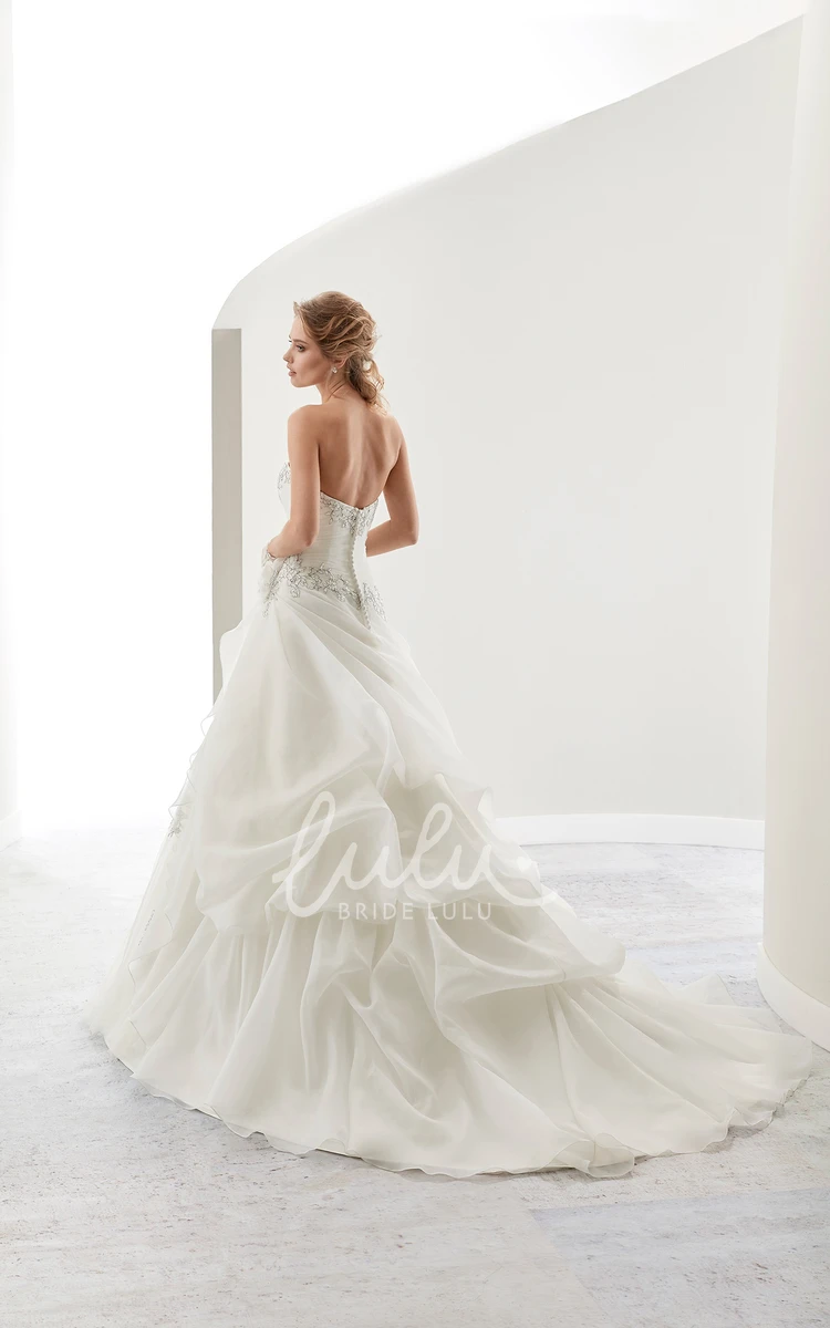 Beaded Sweetheart A-Line Bridal Dress with Ruffles and Flower Embellishment