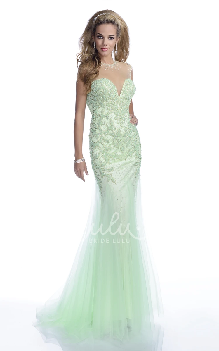 A-Line Prom Dress with Bling Appliques and Cap Sleeves