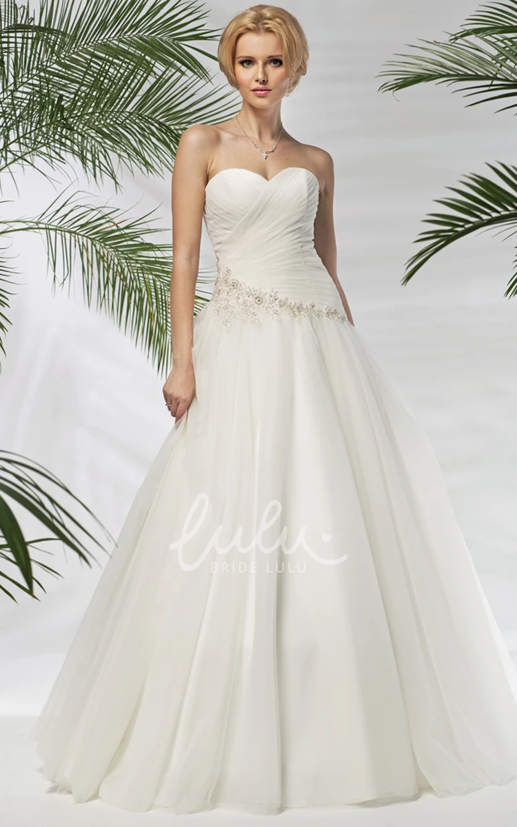 Sweetheart A-Line Tulle Wedding Dress with Criss-Cross and Waist Jewelry