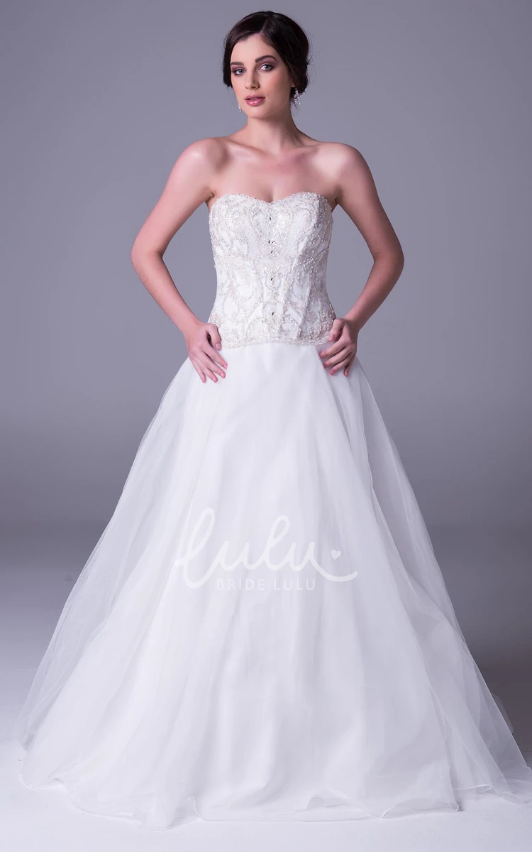 Crystal A-Line Sweetheart Tulle Wedding Dress