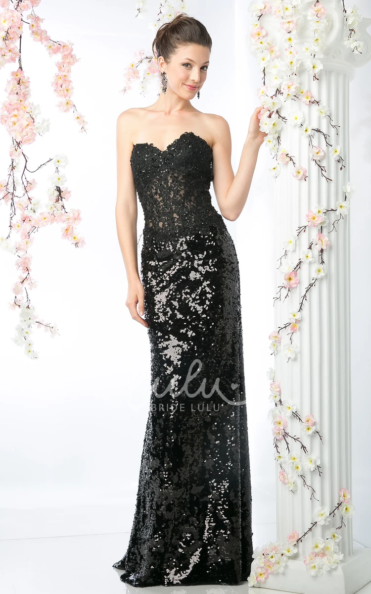 Sweetheart Sequin Backless Formal Dress with Appliques