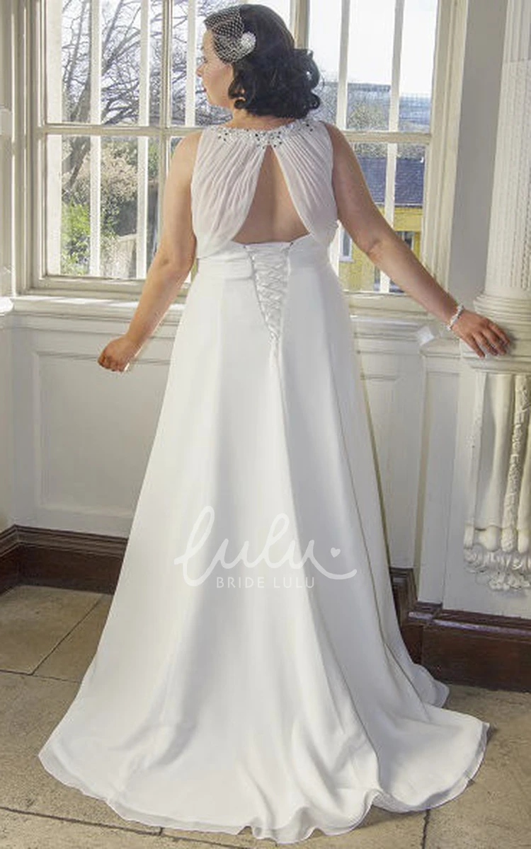 Crystal Neck A-Line Wedding Dress with Keyhole and Lace-Up
