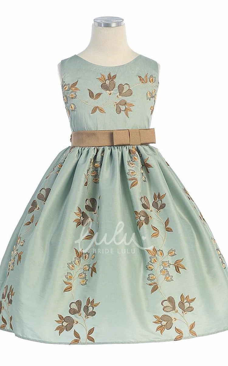 Tiered Embroidered Tea-Length Bridesmaid Dress