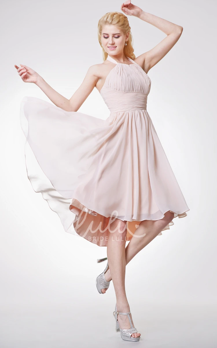 Halter High Low Bridesmaid Dress Simple Empire Sleeveless