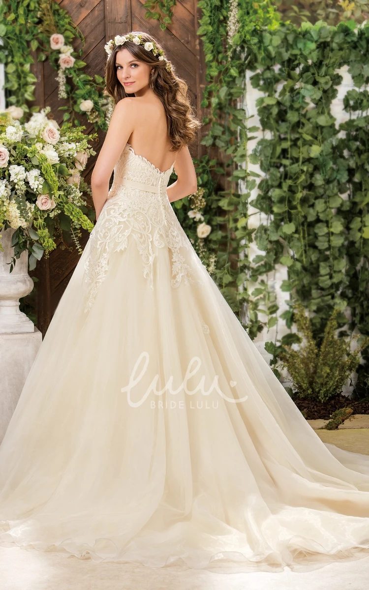 Pleated Appliqued Sweetheart A-Line Ballgown Wedding Dress