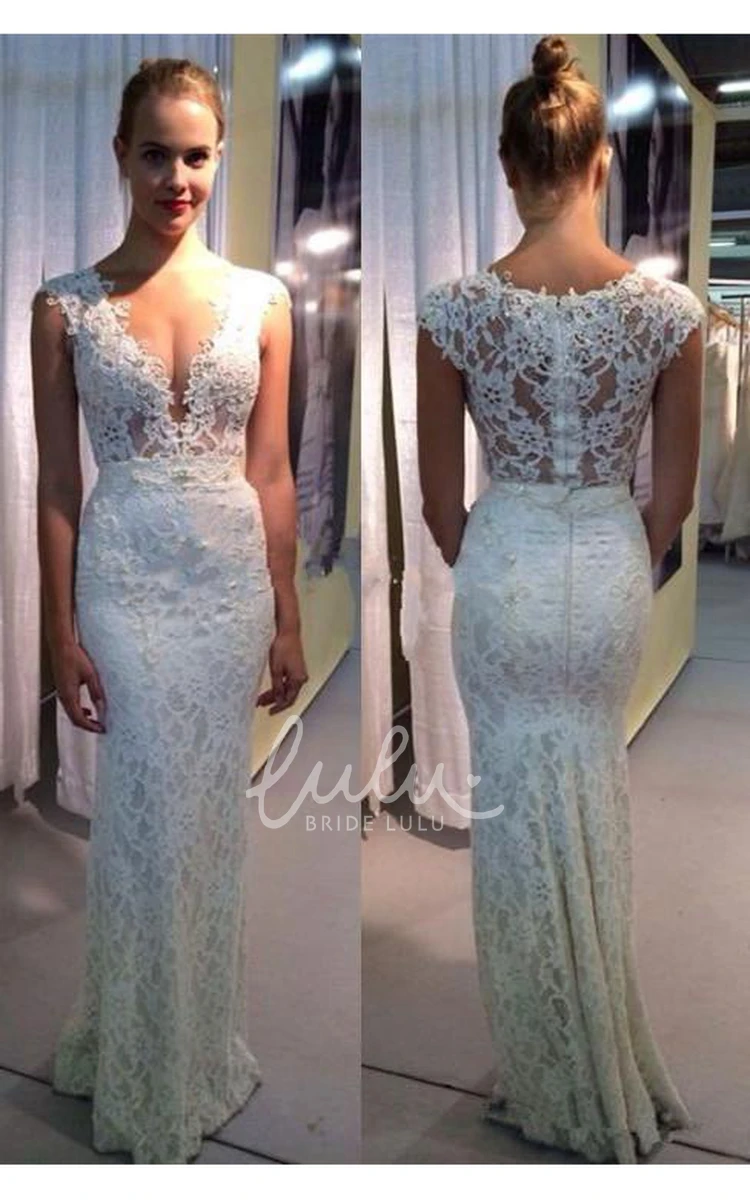Elegant Lace Floor-Length Wedding Dress with Sleeveless Design and Zipper Back