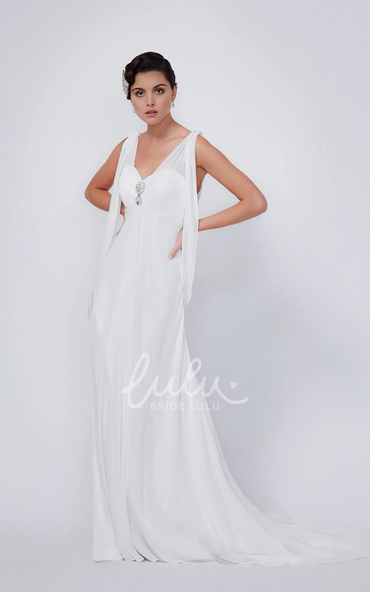 Ethereal Sheath Wedding Dress Chiffon & Court Train