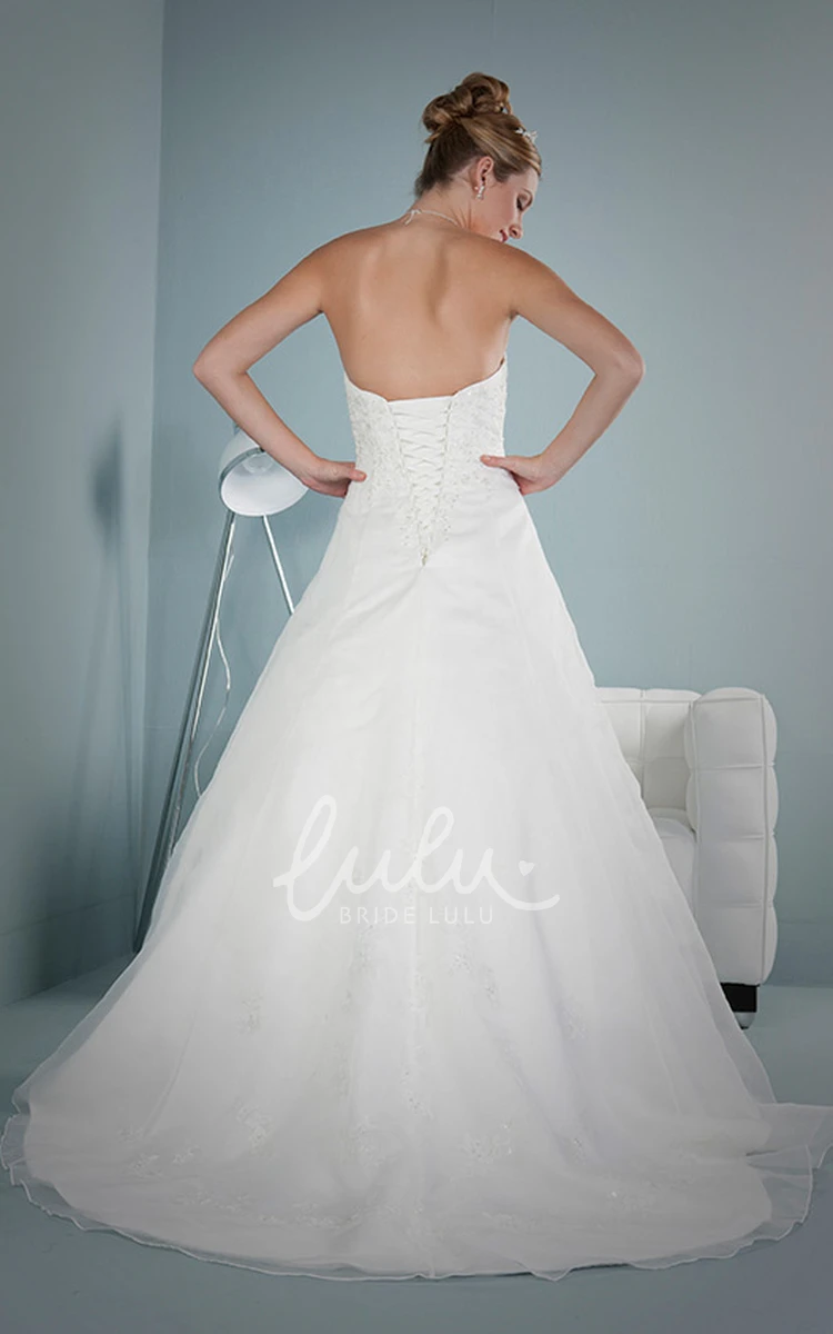 Strapless A-Line Tulle Wedding Dress with Appliques