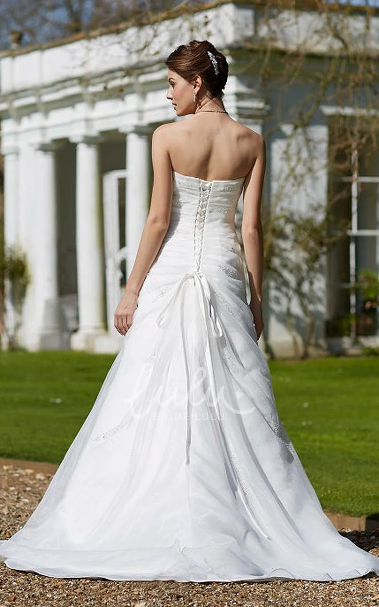 Beaded Satin A-Line Wedding Dress with Sweetheart Neckline and Lace-Up Back