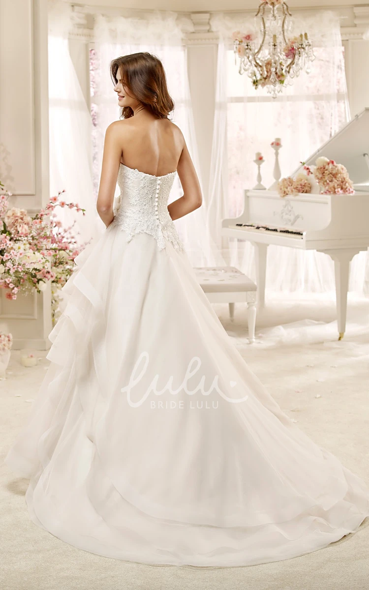 A-line Wedding Dress with Asymmetrical Ruching and Flowers Sweetheart Style