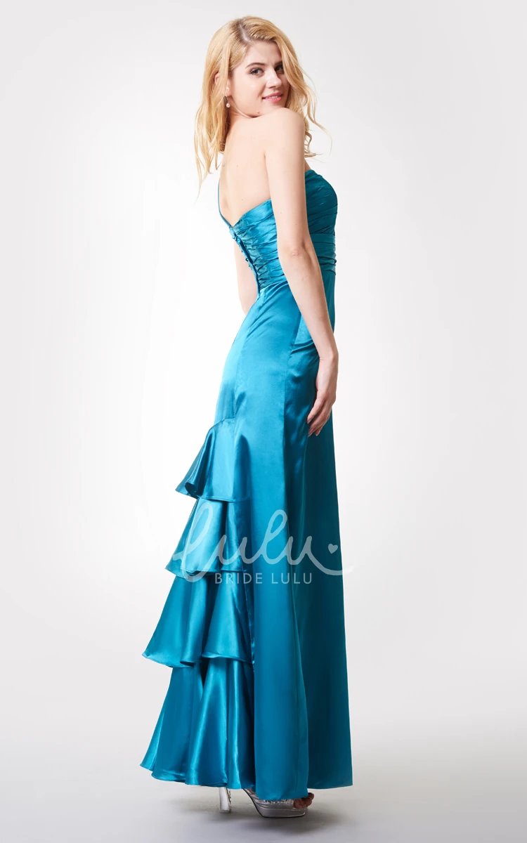 One Shoulder Ruched Chiffon Bridesmaid Dress With Tiers Long Flowy Elegant