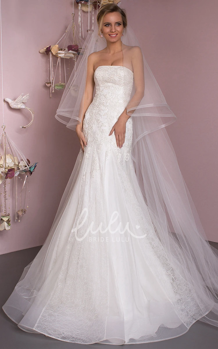 Lace and Tulle Mermaid Wedding Dress with Strapless Sweetheart Neckline Unique Bridal Gown