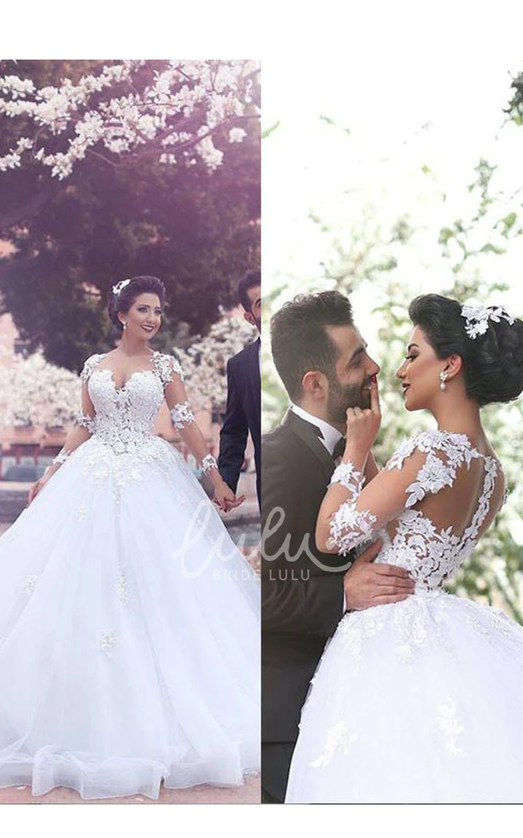 Queen Anne Lace Tulle Ball Gown Wedding Dress