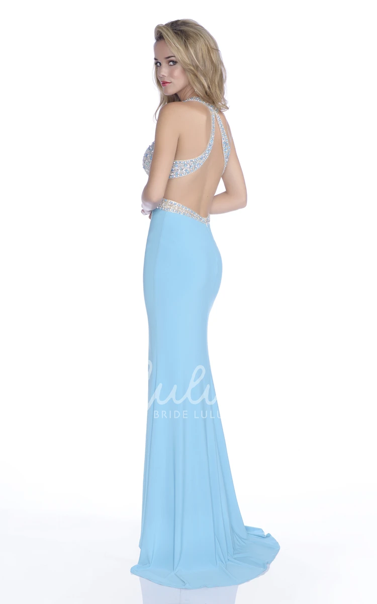 Glimmering Bodice Sleeveless Mermaid Prom Dress with Side Slit Unique Prom Dress