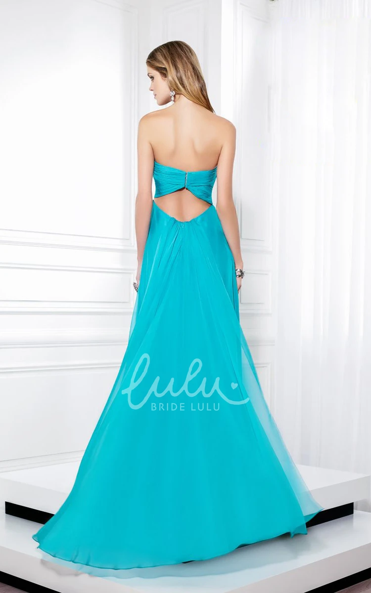 Sleeveless Strapless Ruched Chiffon Prom Dress with Beading Floor-Length Casual Beach