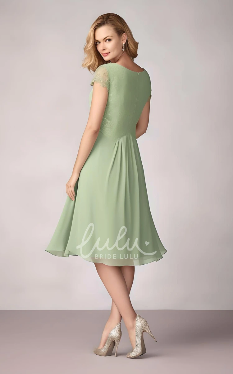 Simple Chiffon Mother of the Bride Dress Bateau Neck Knee-length A-Line