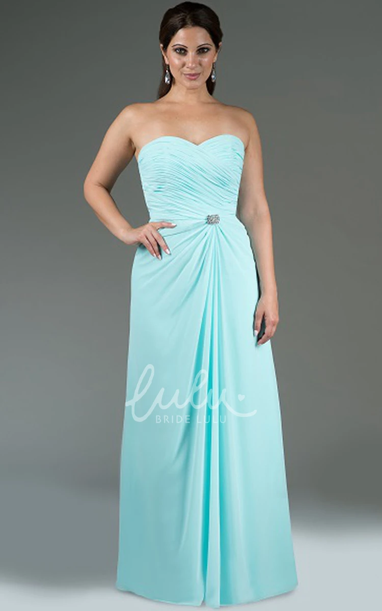 Chiffon A-Line Bridesmaid Dress with Crystal Waist Sweetheart Long Style