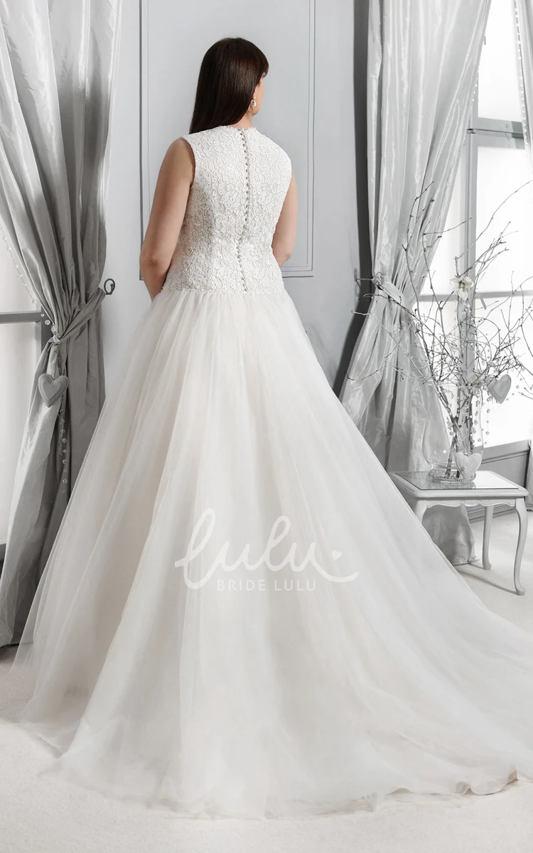 Ball Gown with Lace Bodice Strapped Wedding Dress