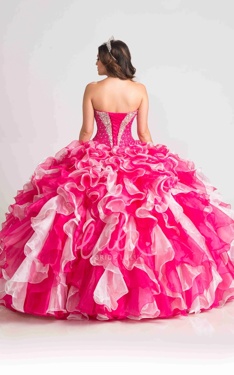 Lace-Up Back Ball Gown with Cascading Ruffles Formal Dress