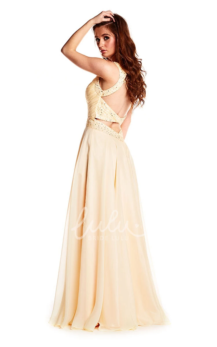 Ruched One-Shoulder Chiffon Prom Dress with Sleeveless and Maxi Length