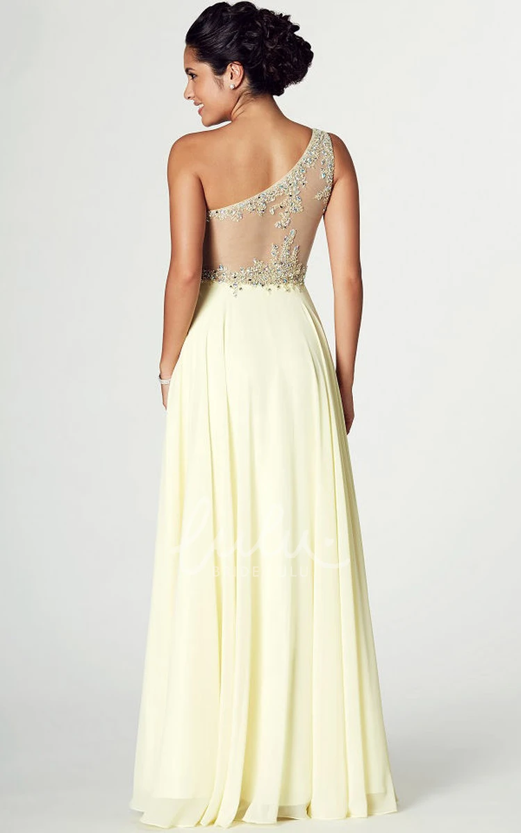 One-Shoulder Chiffon Prom Dress with Beaded Embellishment