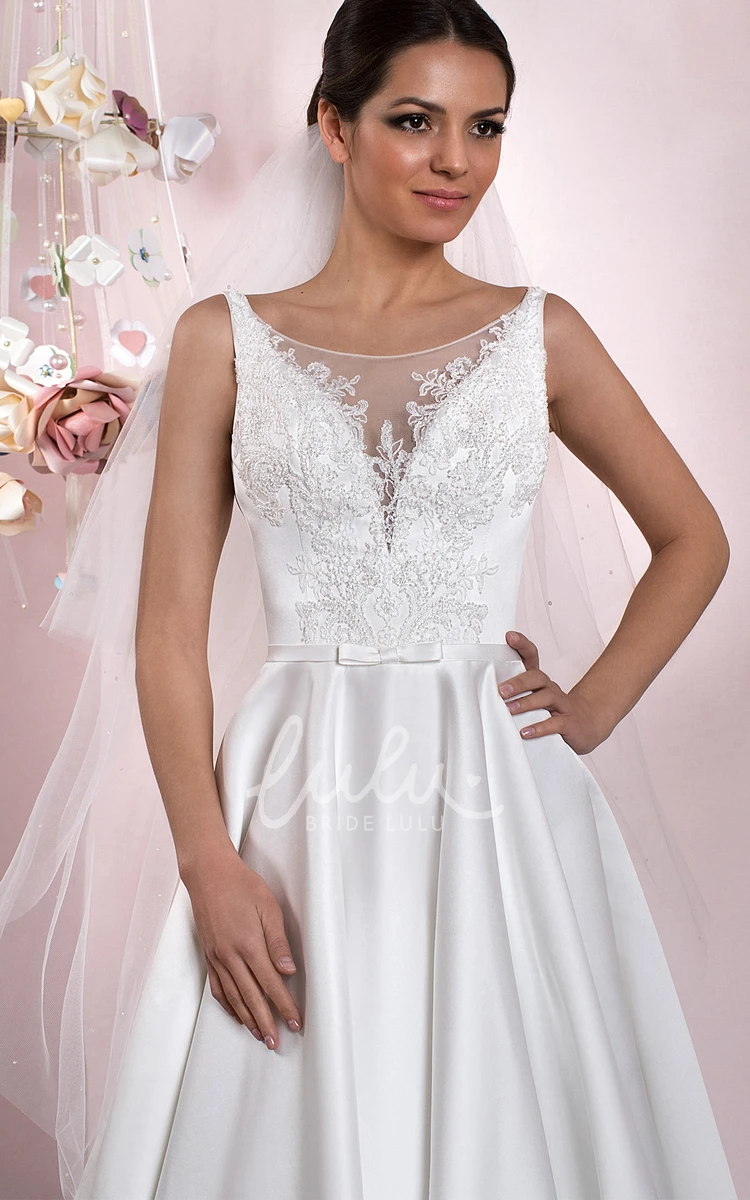 Lace Ball-Gown Sleeveless Wedding Dress with Deep-V Back and Pleats