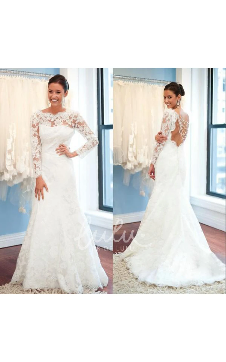 Elegant White Lace Wedding Dress with Long Sleeves Modern & Chic