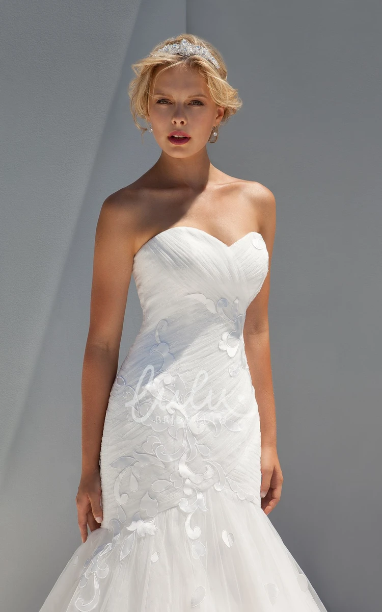 Sweetheart Ruched Tulle Mermaid Wedding Dress Floor-Length Sleeveless