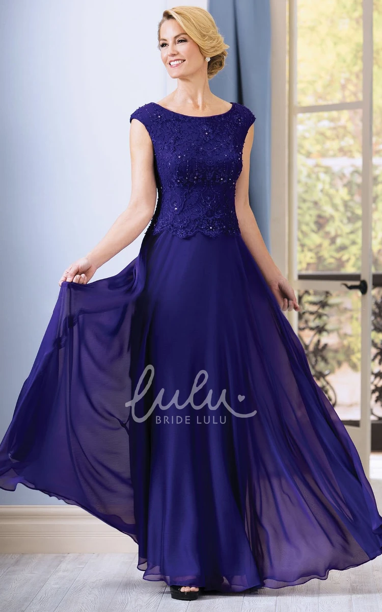 Sequin A-Line Chiffon Mother of the Bride Dress with Cap Sleeves Classy Dress