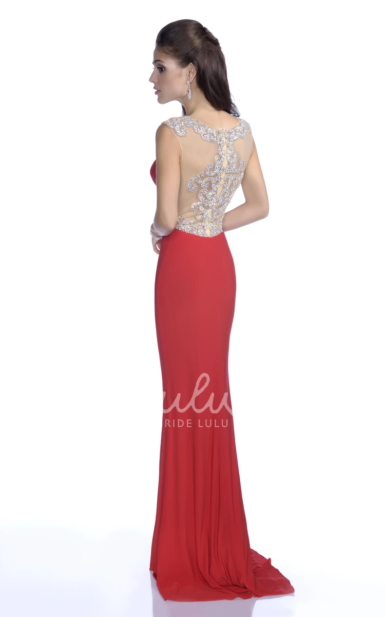 Jersey Trumpet Prom Dress with Sleeveless Design and Beaded Appliques Modern Prom Dress