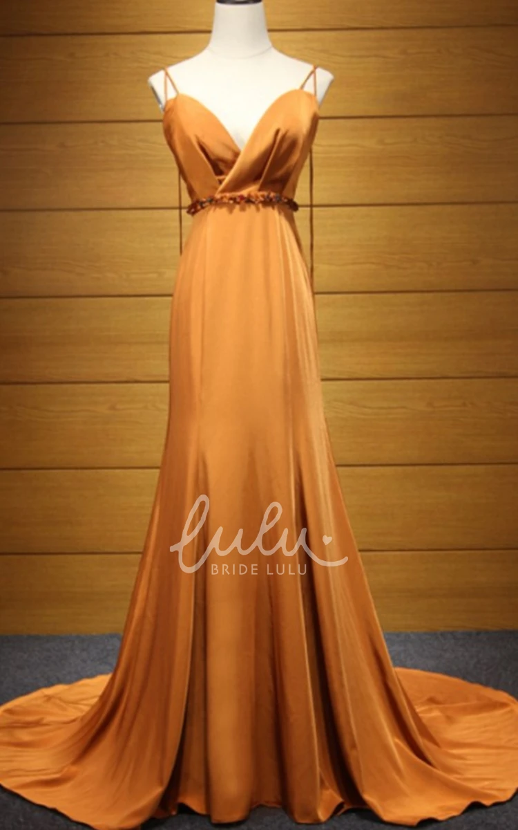 Elegant Jersey A Line Prom Dress with Sash Floor-length Sleeveless