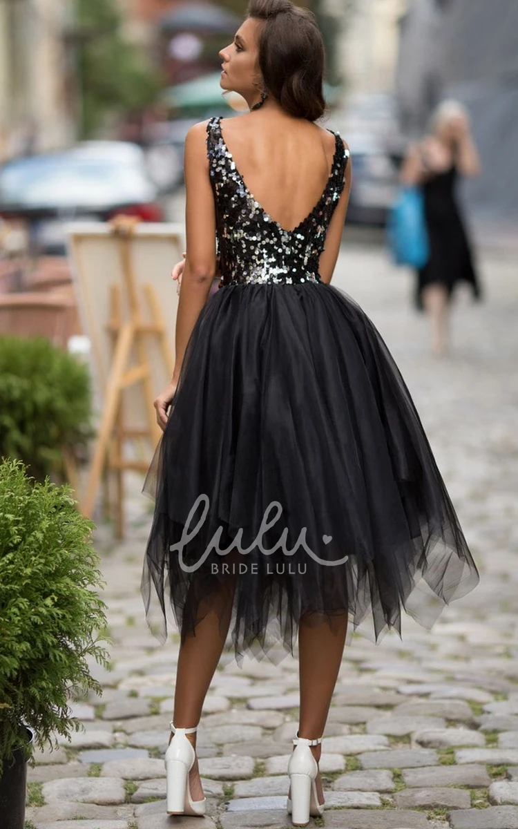 Tulle Plunging Neckline Evening Dress with Ruffles and Pleats Beautiful A Line Evening Dress