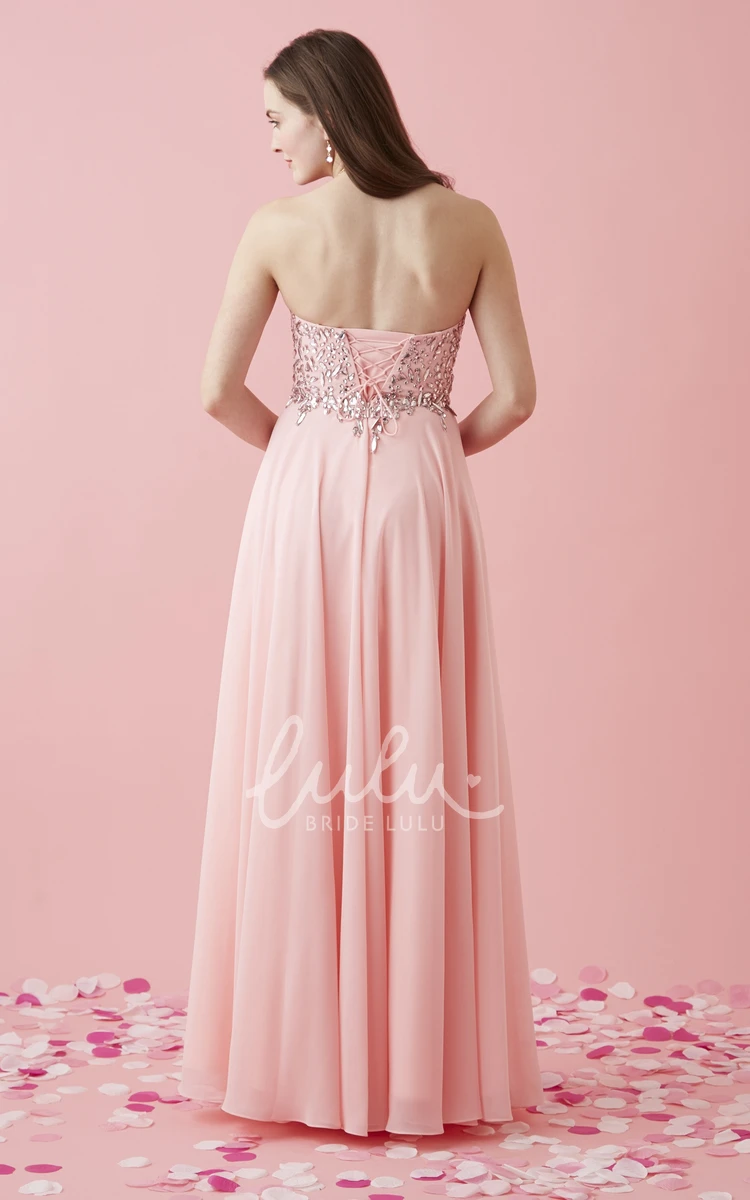 A-Line Tulle Lace-Up Bridesmaid Dress with Beading Sweetheart Sleeveless