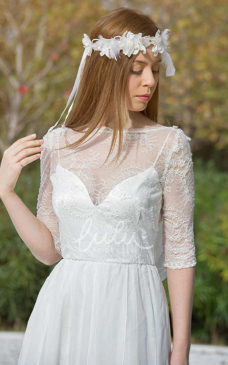 Embroidered Chiffon Lace Wedding Dress Unique Bridal Gown