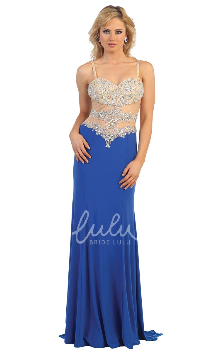 Sheath Illusion Maxi Dress with Beading Formal Dress