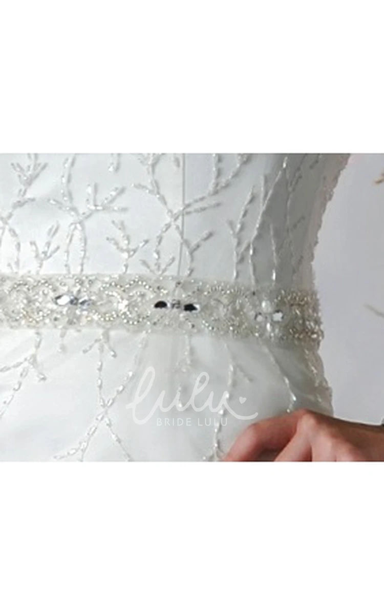 Crystal Waist Mermaid Wedding Dress with Illusion Tulle Strap
